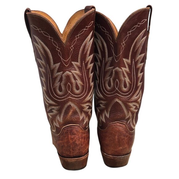 Lucchese 2000 Cowboy Boots Brown Leather Mens 9.5 D Western Wear Rodeo Country - Picture 3 of 16